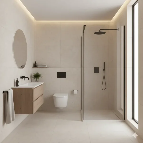 Gresie porțelanată albă cu aspect granular de piatră, Stonework Marazzi, 33.3x33.3 cm