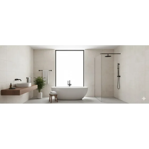 Faianta crem mata cu aspect de piatra, 20x50 cm, Marazzi Stream Ivory
