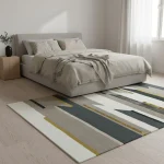 Covor pufos mustar din lână lucrat manual modern model geometric Matrix Rhombus Mustard 11 mm 160x230 cm MATR1602300062