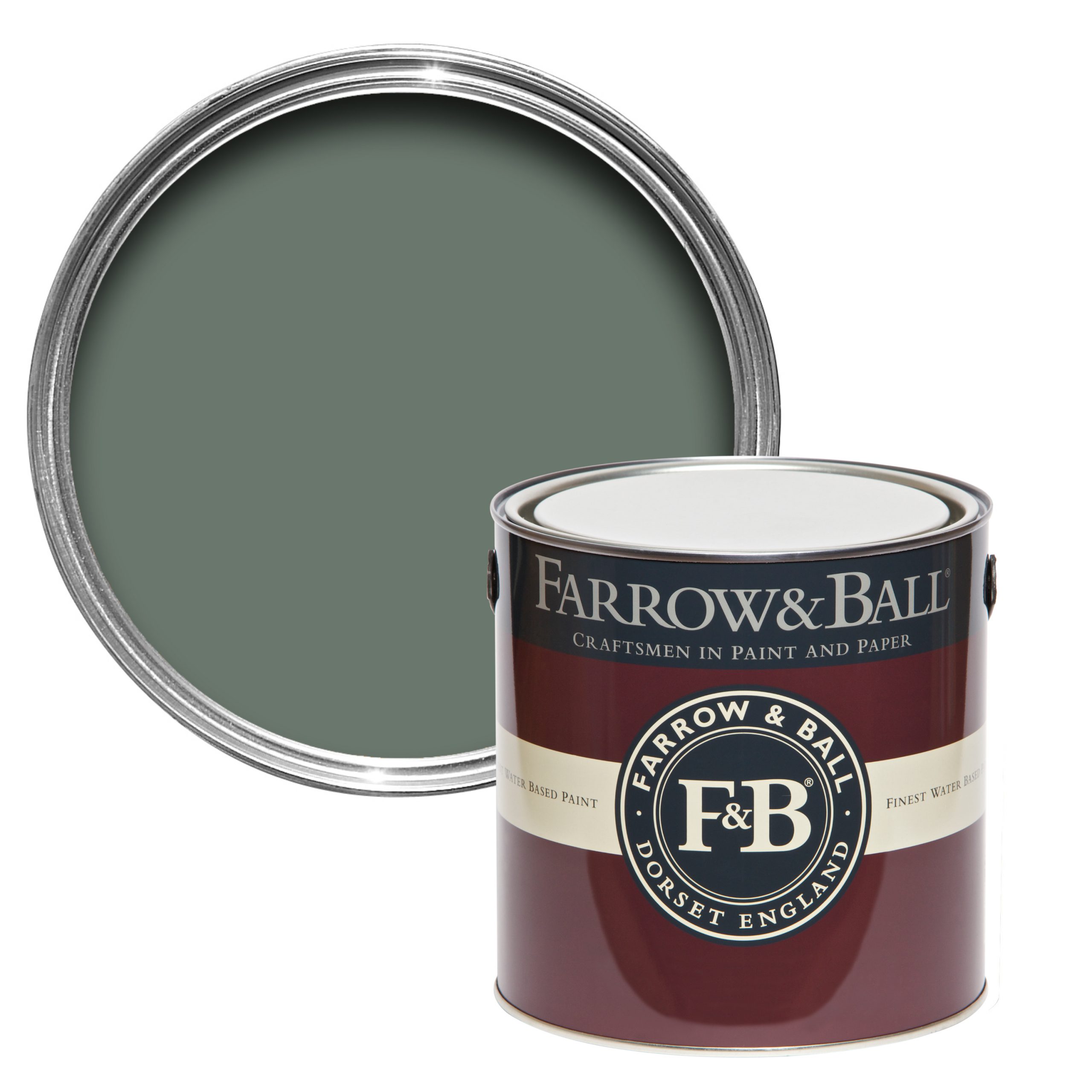 Vopsea verde lucioasa 95% luciu pentru interior exterior Farrow & Ball Full Gloss Green Smoke No. 47 2.5 Litri