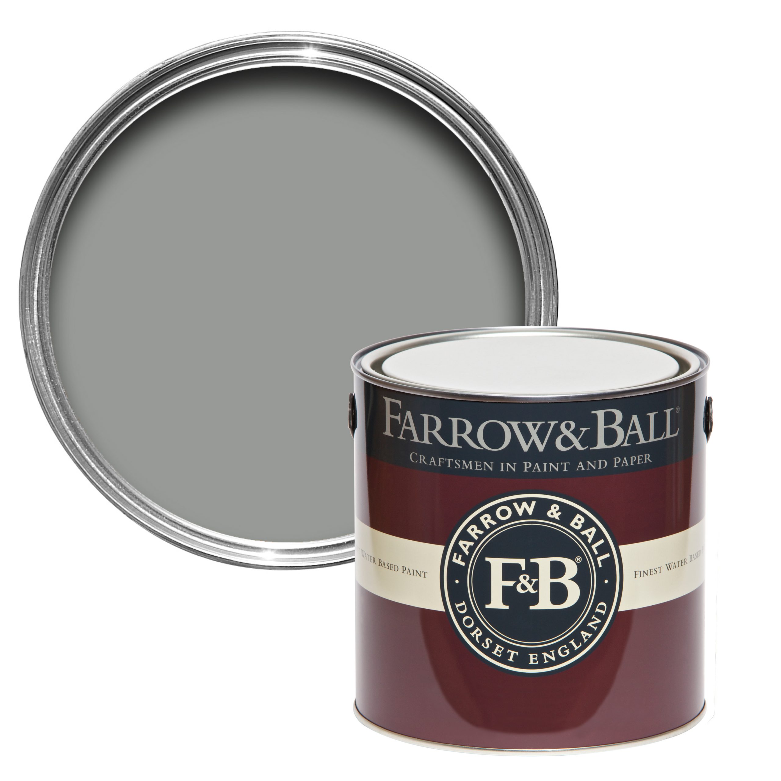 Vopsea gri lucioasa 95% luciu pentru interior exterior Farrow & Ball Full Gloss Manor House Gray No. 265 2.5 Litri