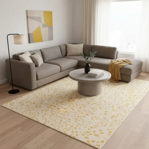 Covor galben modern model geometric, Muse Yellow Spotty, 120x170 cm, Asiatic London