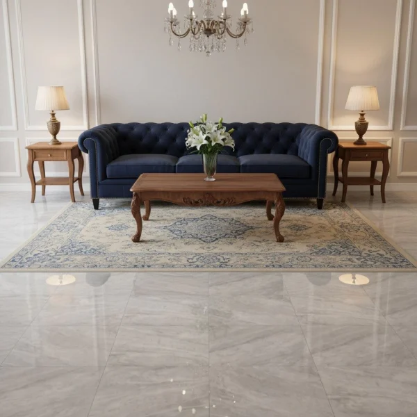 Placaj marmură gri lustruita cu venaturi fluide Grigio, 40x30x1.5 cm