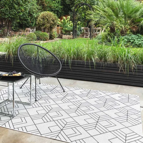 Covor ivory modern outdoor model geometric Patio Deco Ivory 4 mm 120x170 cm PATI1201700016