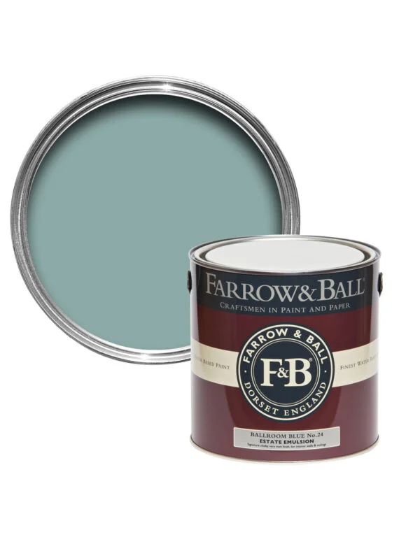 Vopsea albastra mata 2% luciu pentru exterior Farrow & Ball Exterior Masonry Ballroom Blue No. 24 5 Litri