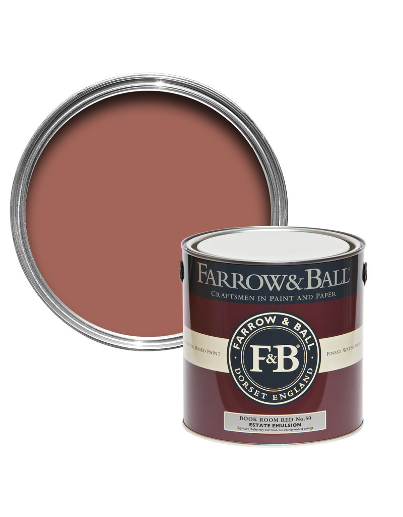 Vopsea rosie satinată 40% luciu pentru interior Farrow & Ball Modern Eggshell Book Room Red No. 50 2.5 Litri