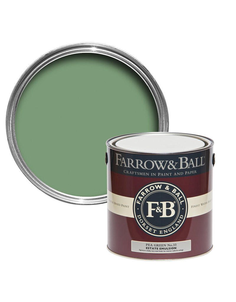 Vopsea verde satinată 40% luciu pentru interior Farrow & Ball Modern Eggshell Pea Green No. 33 750 ml