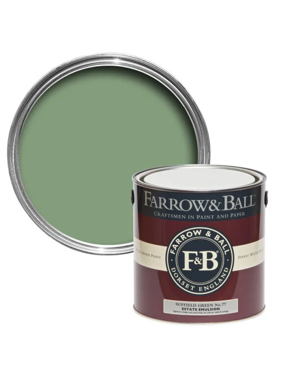 Vopsea verde mata 2% luciu pentru exterior Farrow & Ball Exterior Masonry Suffield Green No. 77 5 Litri