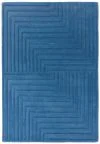 Covor albastru din lână lucrat manual modern model geometric dungi Form Blue 12-18 mm 200x290 cm FORM200290BLUE