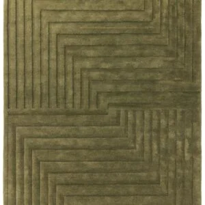 Covor verde din lână lucrat manual modern model geometric dungi Form Green 12-18 mm 200x290 cm FORM200290GREE