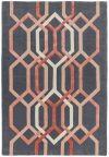 Covor pufos gri din lână lucrat manual modern model geometric Matrix Hexagon Charcoal 11 mm 200x300 cm MATR2003000066