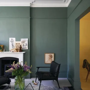 Vopsea verde mata 2 la suta luciu pentru interior Farrow and Ball Estate Emulsion Green Smoke No. 47 2.5 Litri