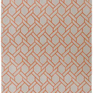 Covor pufos argintiu orange din lână vâscoză lucrat manual modern model geometric Nexus Fine Lines Silver Orange 12 mm 200x290 cm NEXU200290FL01
