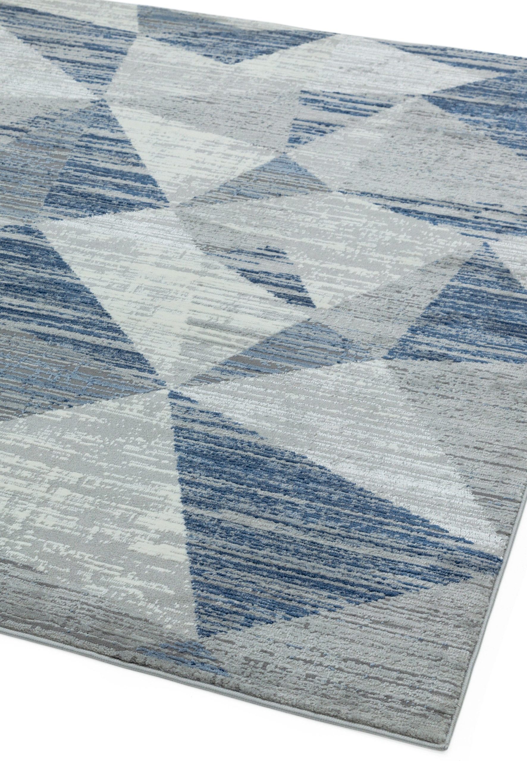 Covor pufos albastru modern model abstract geometric Orion Blocks Blue 10 mm 120×170 cm ORIO1201700014
