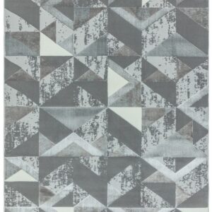 Covor pufos argintiu modern model abstract geometric Orion Flag Silver 10 mm 200x290 cm ORIO2002900009