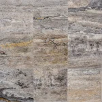 Placaj travertin gri mat chituit, Silver V/C, 30.5×30.5 cm