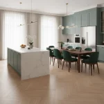 Parchet dublu stratificat stejar albit natural chevron Boen Oak White Nature 10x70x470 mm - Parchet dublu stratificat