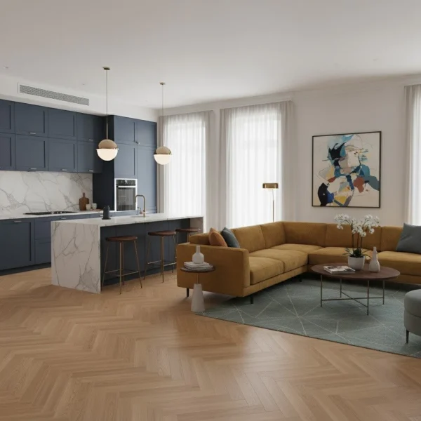 Parchet dublu stratificat stejar lacuit mat 1 strip, Boen Oak Nature, 10x70x470 mm - Parchet herringbone