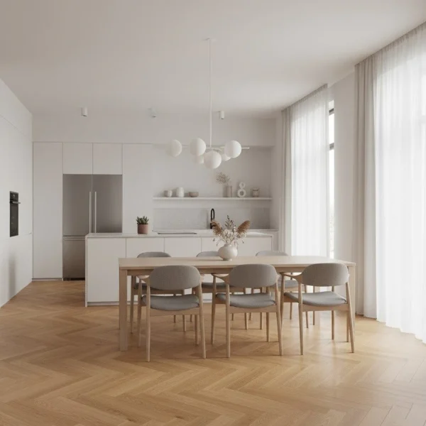 Parchet triplustratificat stejar, uleiat periat, 14x138x690 mm, Adagio, Boen - Parchet herringbone