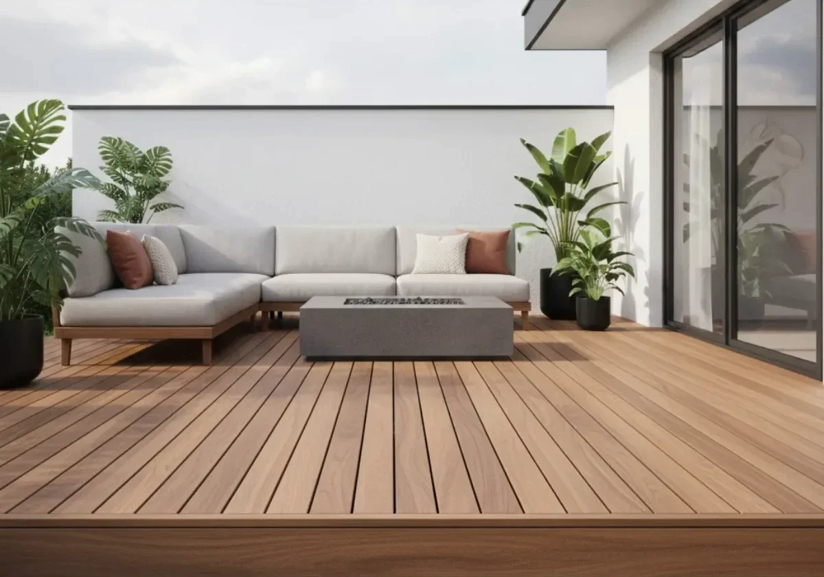 Placă decking lemn Iroko, profil P1, exterior, 20x120 mm Placă decking lemn Iroko, profil P1, exterior, 20x120 mm