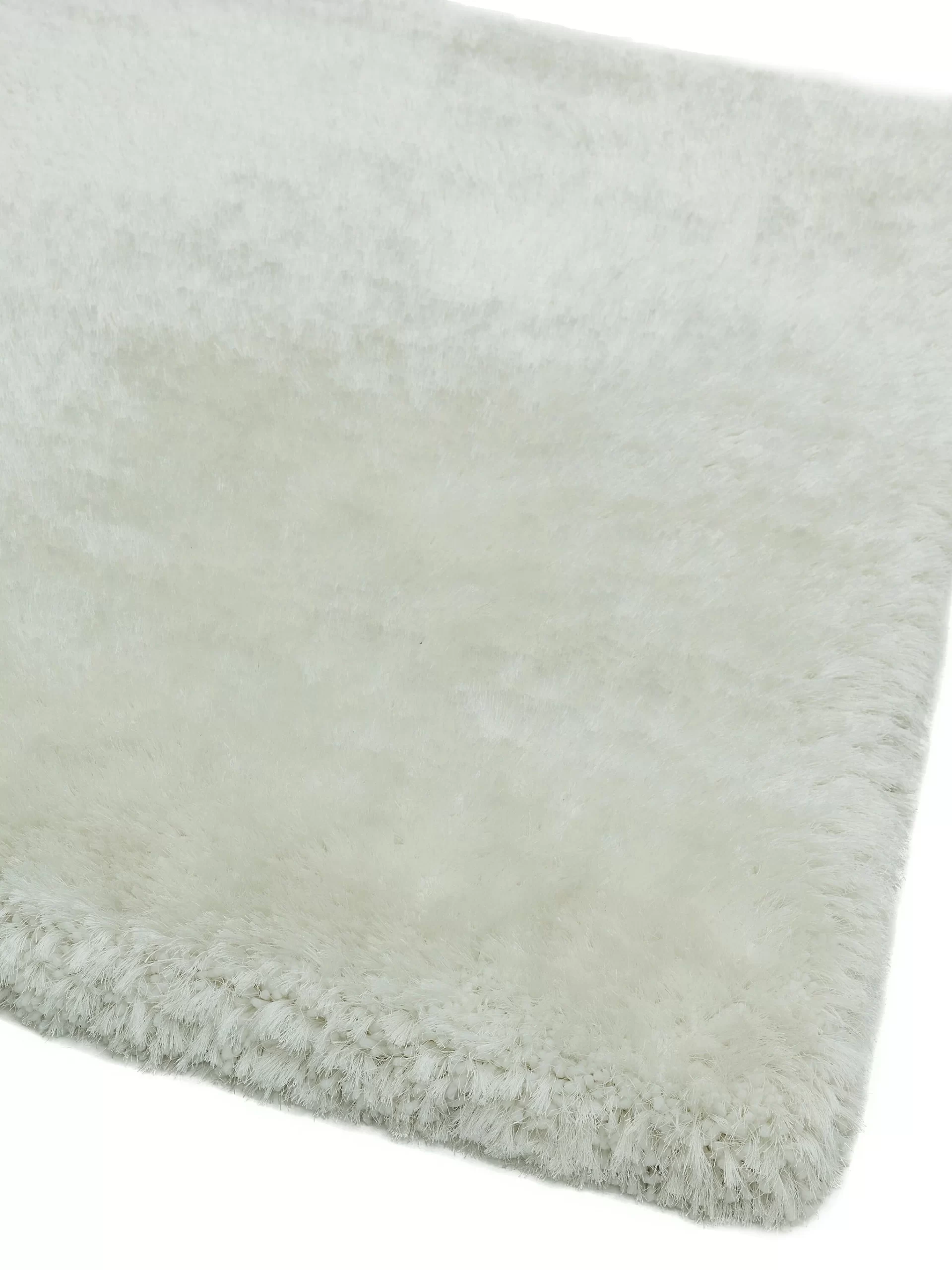 Covor pufos alb lucrat manual modern model uni Plush Circle White 75 mm 150×150 cm PLUS150150WHIT