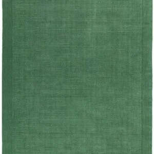 Covor pufos verde din lana lucrat manual modern model uni york forest green 9 mm 200x290 cm york200290fore