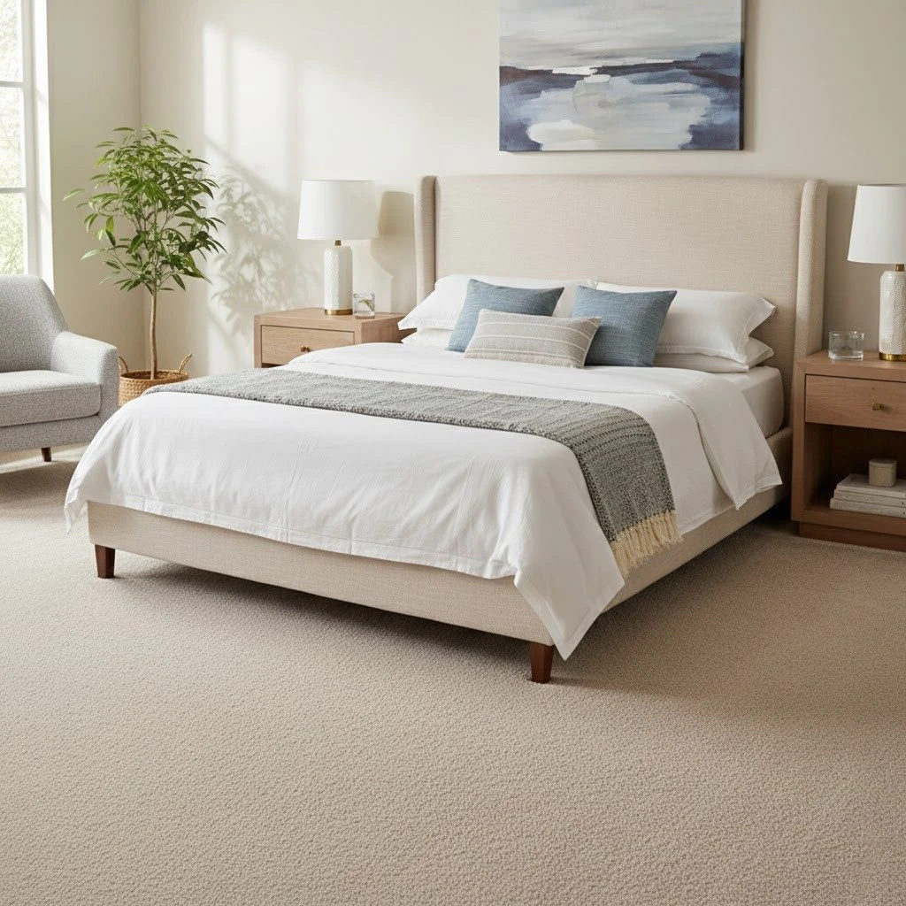 Mochetă pufoasă crem, fir tuns 1/10", anti-UV, Primrose 033, ITC Eternity, 400cm - Mocheta dormitor living