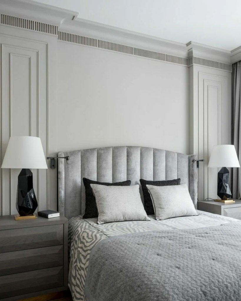 Image 203 bej, gri și auriu: interiorul bogat al unui apartament de 65 m² în stil american