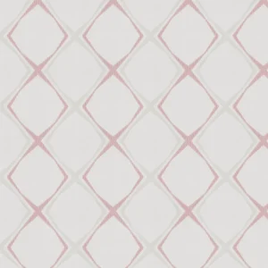 Perdea semi-transparentă design linii de tip romb roz, Alexa, Gardisette, 295 cm