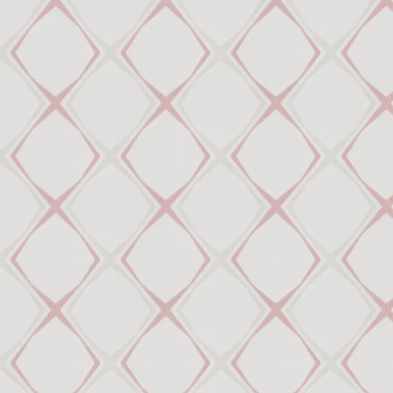 Perdea semi-transparentă design linii de tip romb roz, Alexa, Gardisette, 295 cm