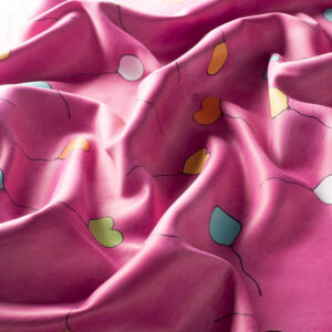 Draperii model baloane roz multicolor din poliester printat satin Ballon Gardisette latime material 140 cm