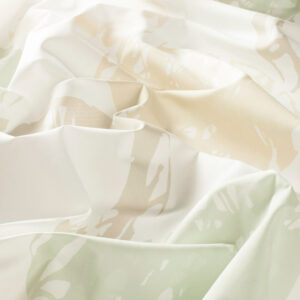 Draperii model grafic alb crem verde din poliester si bumbac printat Beat Gardisette latime material 143 cm