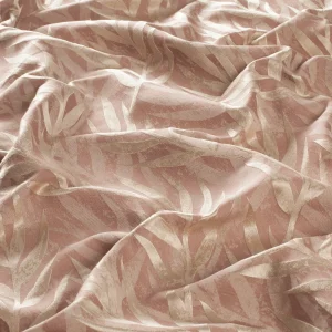 Material draperie jacquard floral roz-piersică Amica, poliester-bumbac, 137 cm lățime