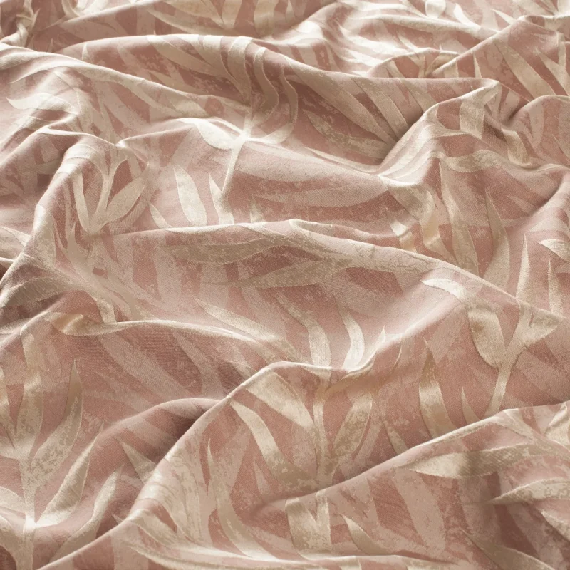 Material draperie jacquard floral roz-piersică Amica, poliester-bumbac, 137 cm lățime