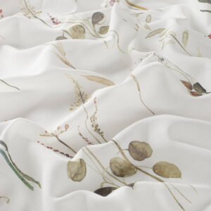 Perdele model floral alb maro din poliester printat Jardin Gardisette latime material 280 cm