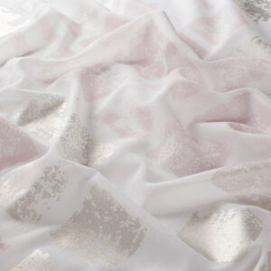 Perdele model grafic alb auriu roz din poliester printat Castle Gardisette latime material 300 cm