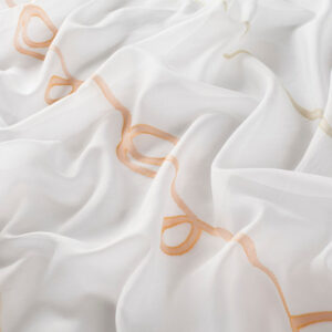 Perdele model grafic alb orange din poliester Curly Gardisette latime material 300 cm