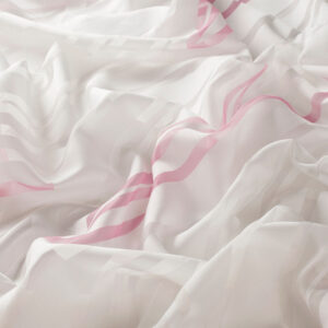 Perdele model grafic alb roz din poliester printat Active Gardisette latime material 295 cm