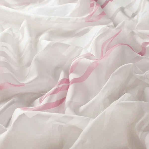 Perdele model grafic alb roz din poliester printat Active Gardisette latime material 295 cm