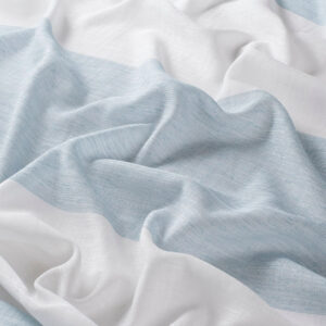 Perdele model in dungi alb bleu din poliester Garden Blockstripe Gardisette latime material 300 cm