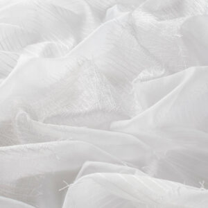 Perdele model in dungi alb din poliester brodat Crisscross Gardisette latime material 300 cm