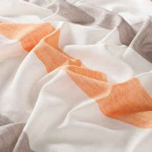 Perdele model in dungi alb orange gri din poliester jacquard Garden Stripe Gardisette latime material 300 cm