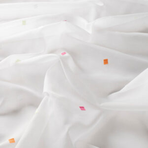 Perdele pentru copii model grafic alb orange roz din poliester Happy Gardisette latime material 300 cm