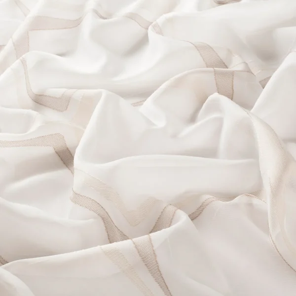 Perdea alb crem poliester, design geometric, Alexa Gardisette, 295 cm