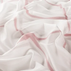 Perdea semi-transparentă design linii de tip romb roz, Alexa, Gardisette, 295 cm