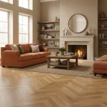 Parchet triplustratificat stejar bej, lac mat, 660x110x14 mm, Vibrance Herringbone, Barlinek - Parchet herringbone