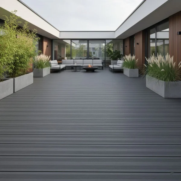 Deck terasa WPC, gri riflat, Fine Francez 28x127x3150 mm