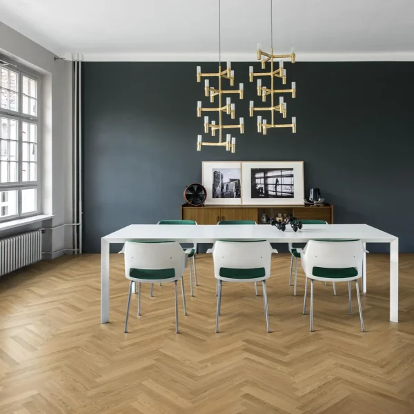 Parchet lemn natural spic herringbone, Studio Oak AB, Kahrs, 490x70x11 mm