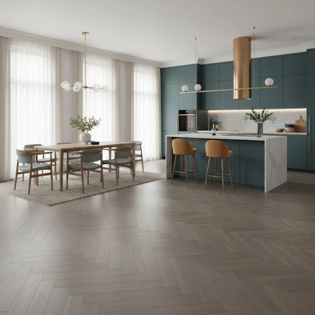 Parchet laminat Herringbone clasa trafic AC6 bizotat 4V 5G Click Bolero Oak 508 Alsapan - Parchet herringbone