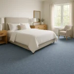 Mochetă dormitor albastra, ITC Spry 74, calitate premium